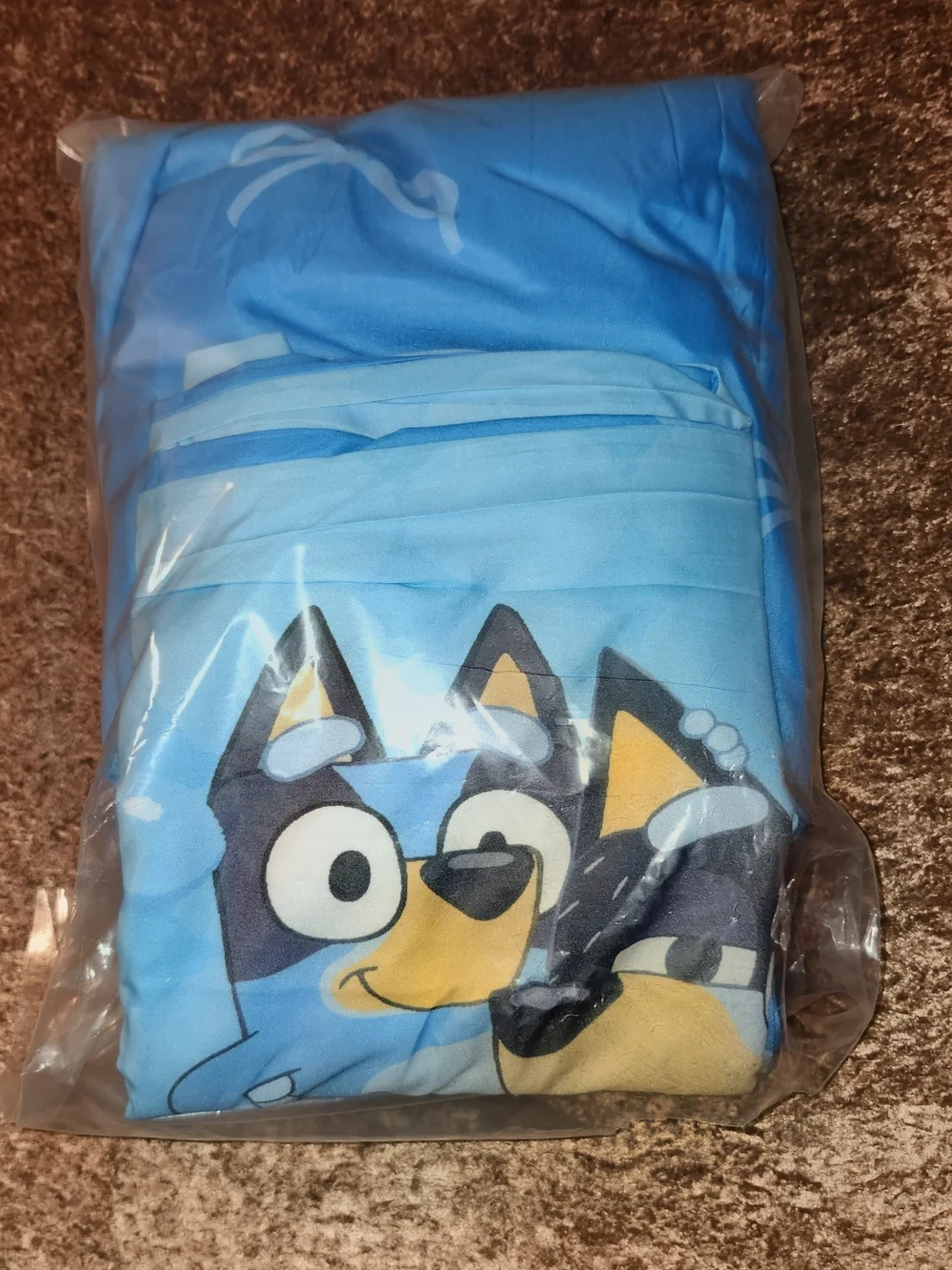 Bluey Kids Duver Bedding Set - Bright Sky Blue Cartoon Design